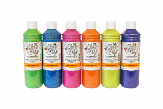 Image de Peinture pailletée fluo 500 ml, les 6