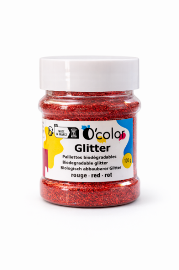 Image de Pot paillettes biodégradables ultrafines 100g - Rouge