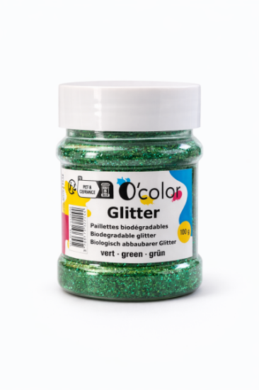 Image de Pot paillettes biodégradables ultrafines 100g - Vert