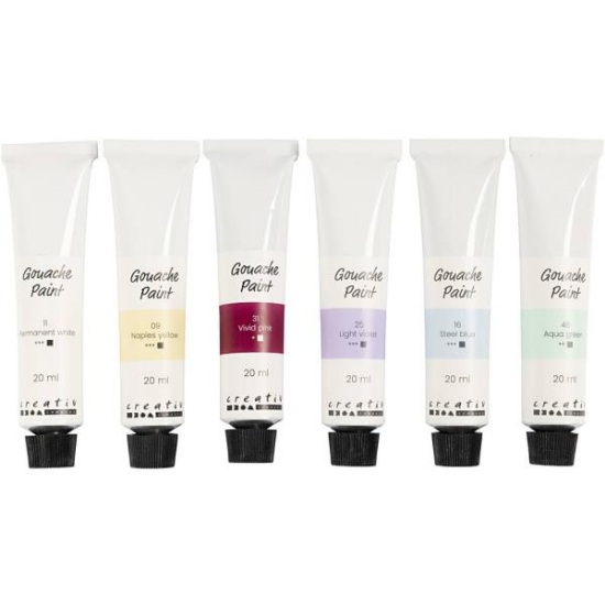 Image de Peinture gouache pastel, 6 × 20 ml