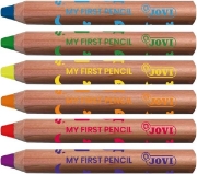 Image de Jovi My First – Crayons de couleur 4-en-1 extra épais + taille-crayon, lot de 6