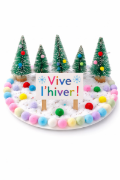 Image de Sapins de Noël sur socle en bois, lot de 5