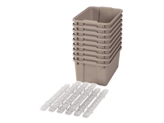 Image de Grands bacs en plastique avec glissières - éco beige - 09