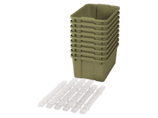 Image de Grands bacs en plastique avec glissières - vert clair éco - 09