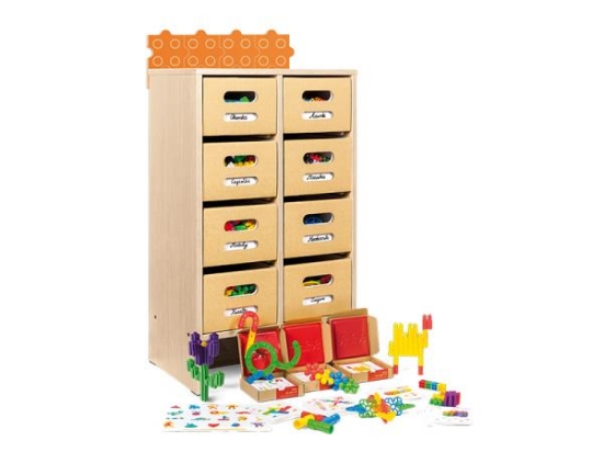 Image de Armoire de rangement ECO. avec briques et fiches d’activités