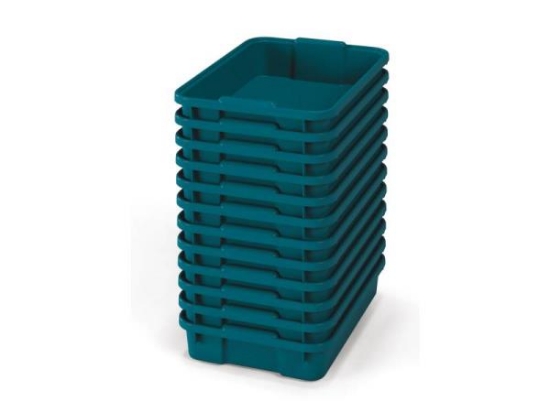 Image de 12 petits bacs plastiques - bleu-vert éco - 12