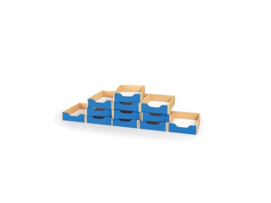 Image de 12 petits bacs en bois - bleu