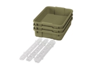 Image de 3 petits bacs en plastique Optima avec glissières - éco vert clair