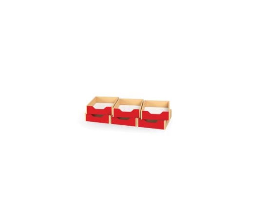 Image de 6 petits bacs en bois - Rouge