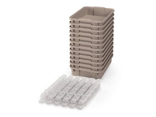 Image de 12 petits bacs en plastique avec glissières - beige éco