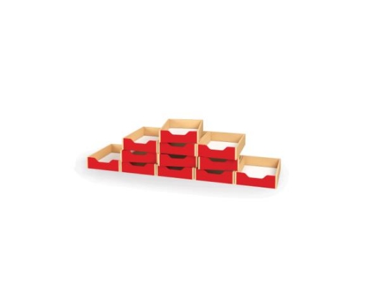 Image de 12 petits bacs en bois - Rouge
