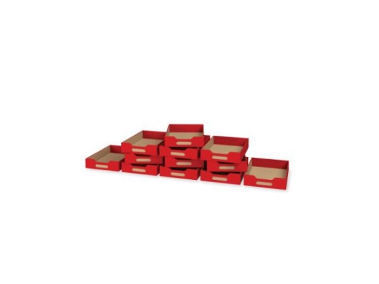 Image de 12 petits bacs en MDF - rouge