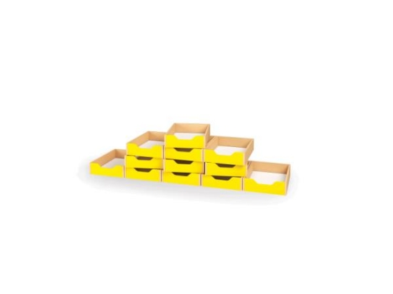 Image de 12 petits bacs en bois - Jaune