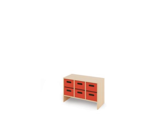 Image de Meuble de rangement S avec bacs profonds en bois - Rouge