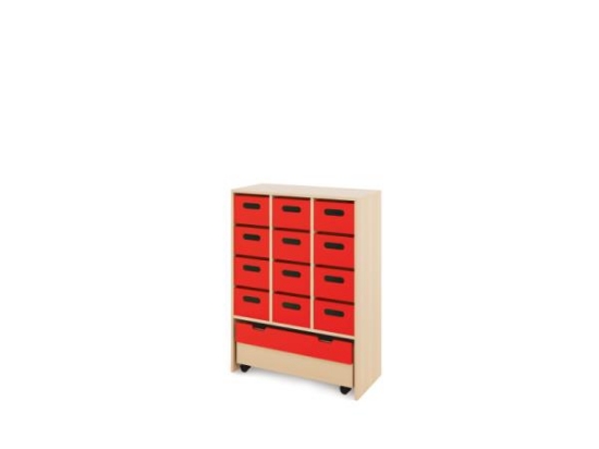 Image de Meuble de rangement X avec bacs MDF profonds + caisse - rouge