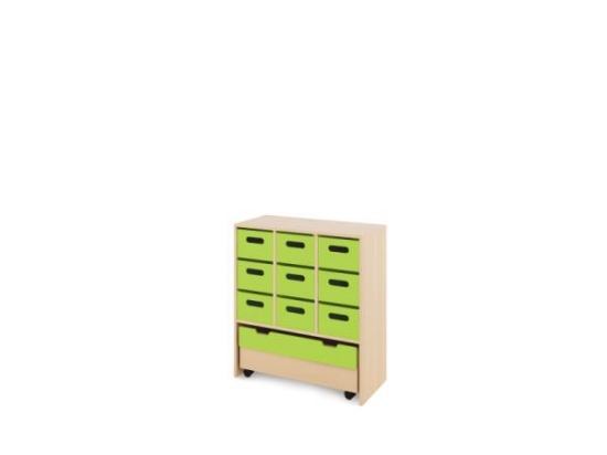 Image de Meuble de rangement L avec bacs en MDF profonds + conteneur - Vert