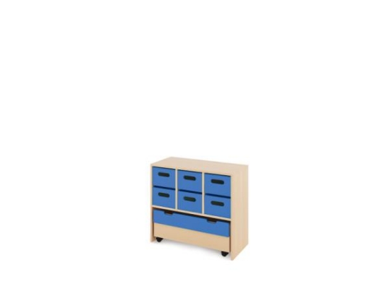 Image de Meuble de rangement M avec bacs en bois profonds + bac - bleu