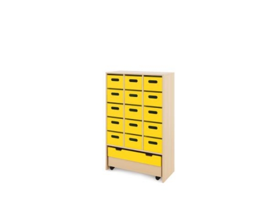Image de Meuble de rangement XL avec bacs en bois profonds + bac - Jaune