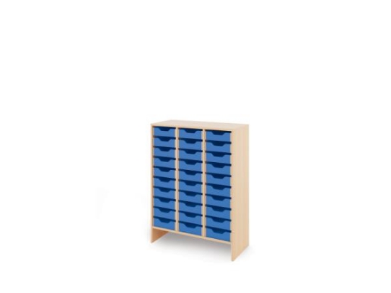 Image de Meuble de rangement X avec bacs en MDF peu profonds - bleu