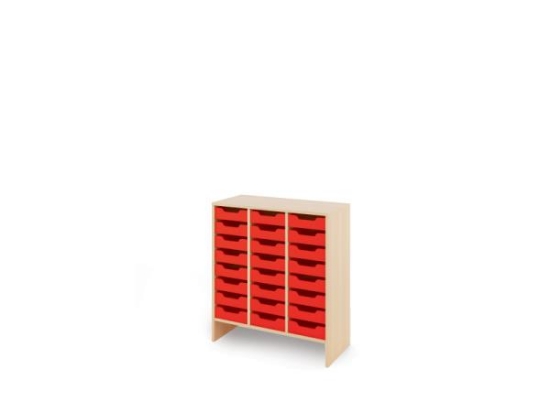 Image de Meuble de rangement L avec bacs en MDF peu profonds - Rouge