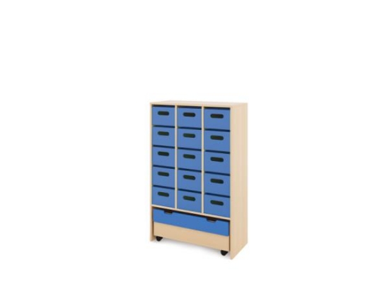 Image de Meuble de rangement XL avec bacs en bois profonds + bac - Bleu