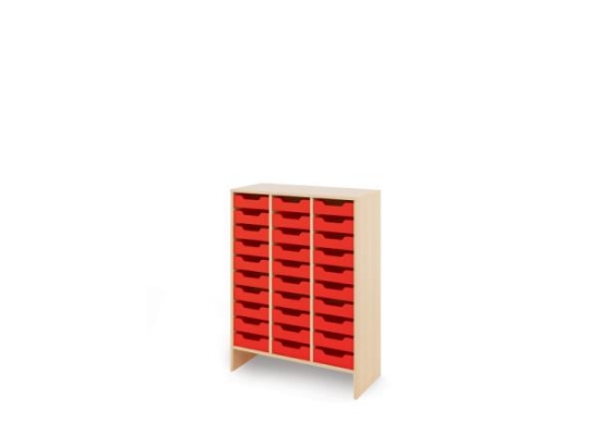 Image de Meuble de rangement X avec bacs en MDF peu profonds - Rouge