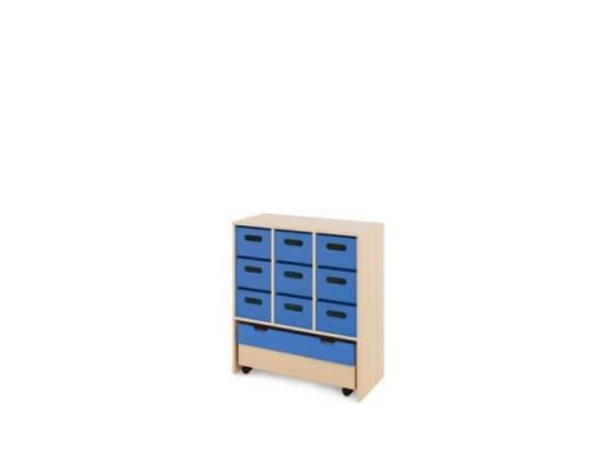 Image de Meuble de rangement L avec bacs en bois profonds + bac - bleu