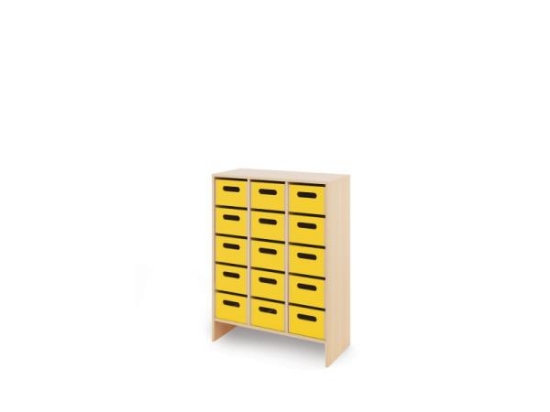 Image de Meuble de rangement X avec bacs en bois profonds - jaune