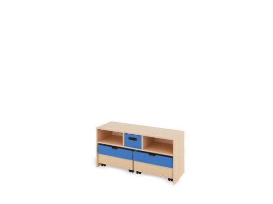 Image de Meuble de rangement S avec bacs en MDF profonds + bac - Bleu