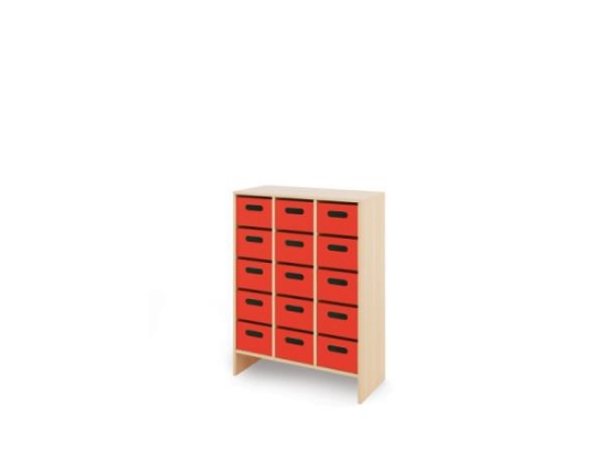 Image de Meuble de rangement X avec bacs en MDF profonds - Rouge