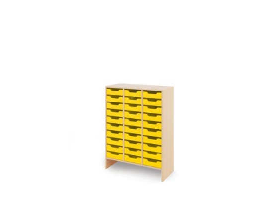 Image de Meuble de rangement X avec bacs en MDF peu profonds - Jaune