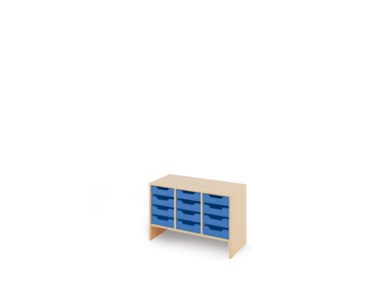 Image de Meuble de rangement S avec bacs en MDF peu profonds - Bleu