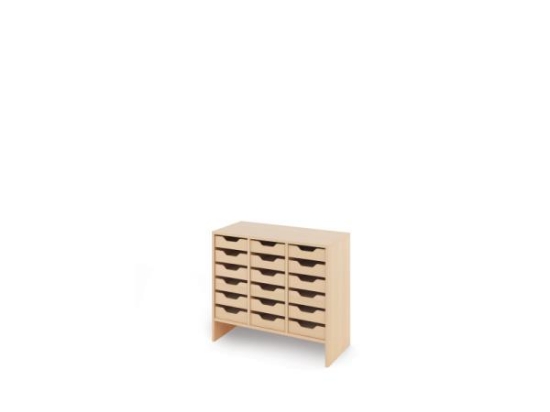Image de Meuble de rangement M avec bacs en bois peu profonds - Eko