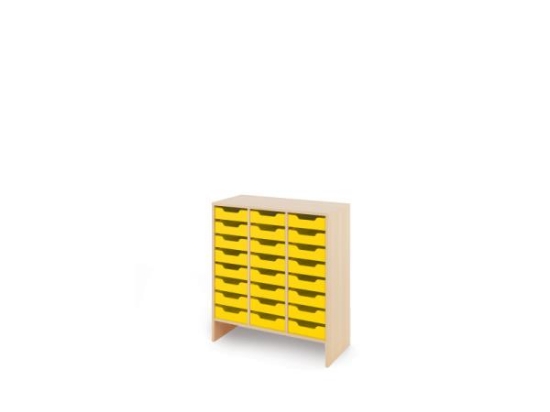 Image de Meuble de rangement L avec bacs en MDF peu profonds - Jaune