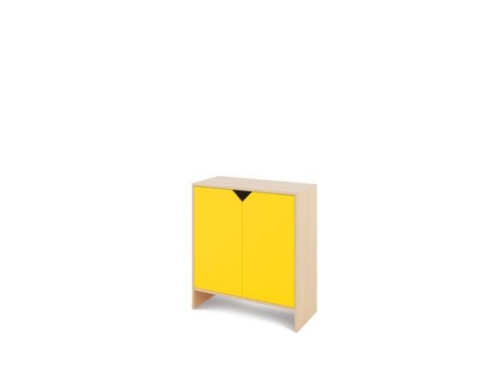 Image de Meuble de rangement L avec tablettes et portes - Jaune