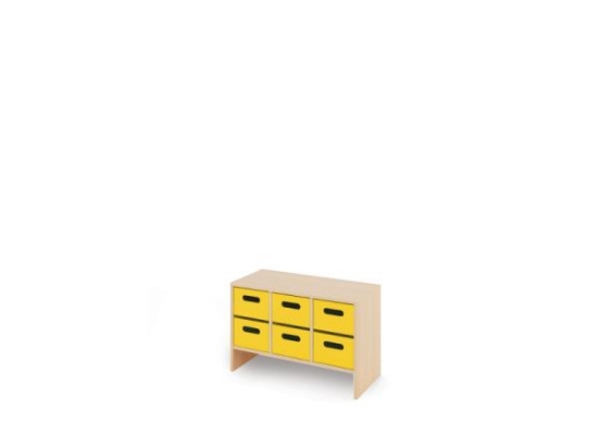 Image de Meuble de rangement S avec bacs en bois profonds - Jaune