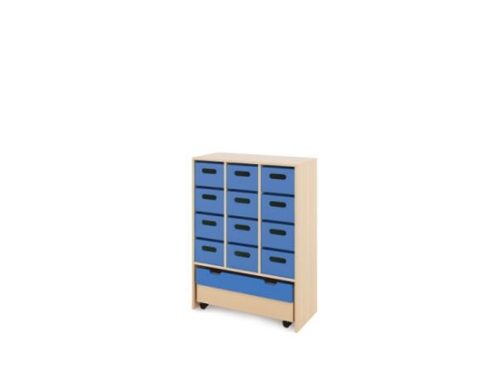 Image de Meuble de rangement X avec bacs en MDF profonds + caisse - Bleu