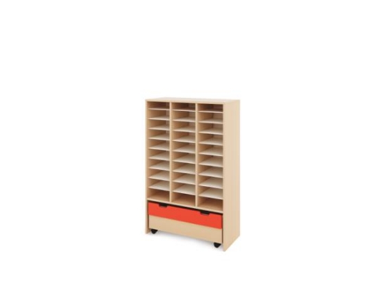 Image de Meuble de rangement XL à compartiments + conteneur - Rouge