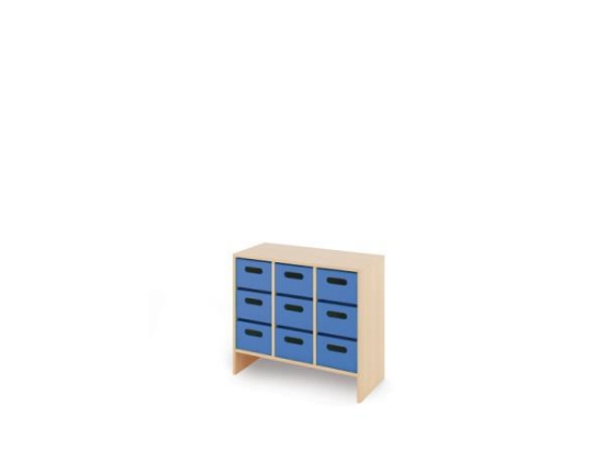 Image de Meuble de rangement M avec bacs en bois profonds - Bleu