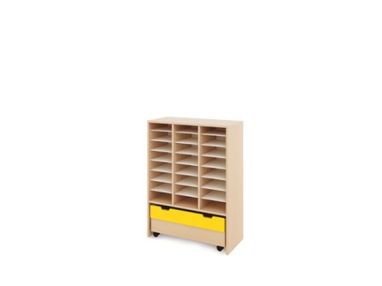 Image de Meuble de rangement X avec compartiments et conteneur - Jaune