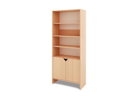 Image de Armoire de rangement haute avec demi-portes inférieures - Hêtre