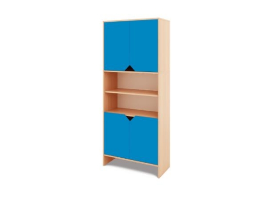 Image de Armoire de rangement haute avec demi-portes inférieures et supérieures - Bleu