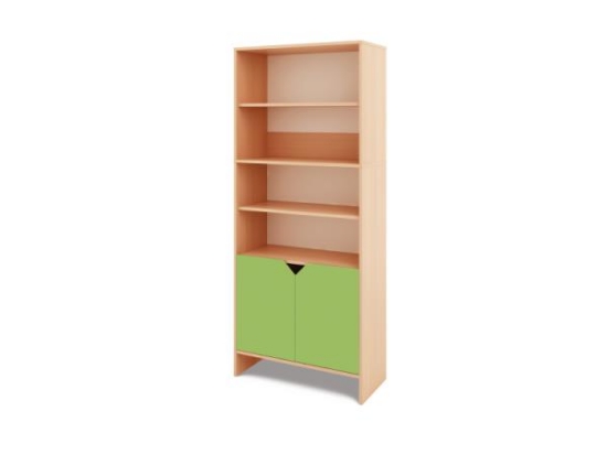 Image de Armoire de rangement haute avec demi-portes inférieures - Vert