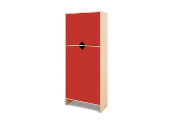Image de Armoire de rangement haute avec portes basses et hautes - rouge