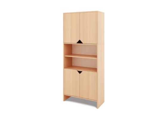 Image de Armoire de rangement haute avec demi-portes basses et hautes - hêtre