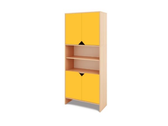 Image de Armoire de rangement haute avec demi-portes basses et hautes - jaune