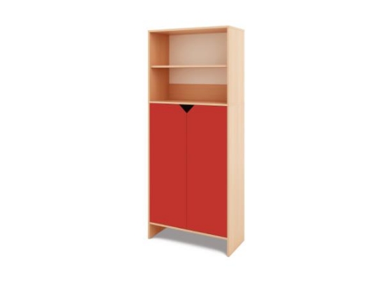 Image de Armoire de rangement haute avec portes basses - Rouge