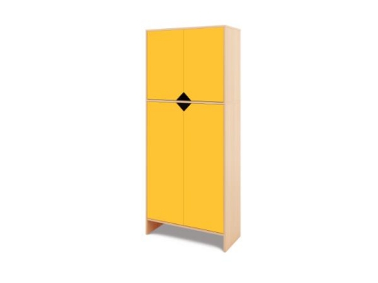 Image de Armoire de rangement haute avec portes inférieures et supérieures - Jaune