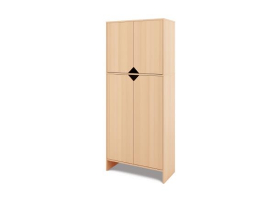 Image de Armoire de rangement haute avec portes inférieures et supérieures - Hêtre