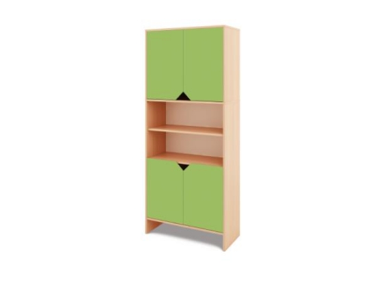 Image de Armoire de rangement haute avec demi-portes basses et hautes - Vert